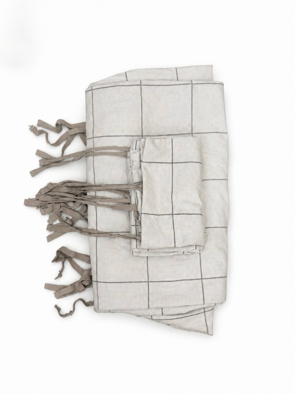H&M Cream and Light Brown Windowpane Duvet Cover